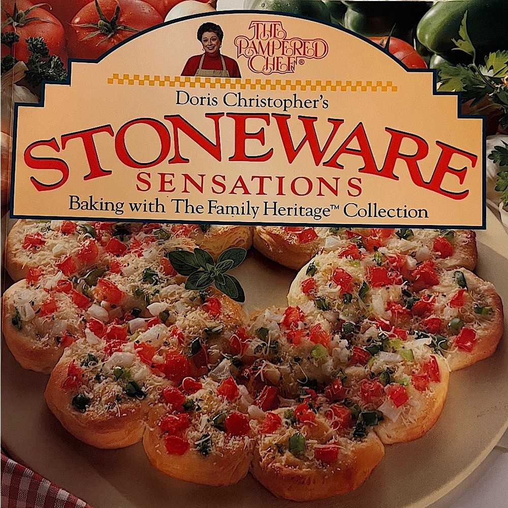Pampered Chef, Stoneware Sensations, Backing w the Family Heritage Collection.